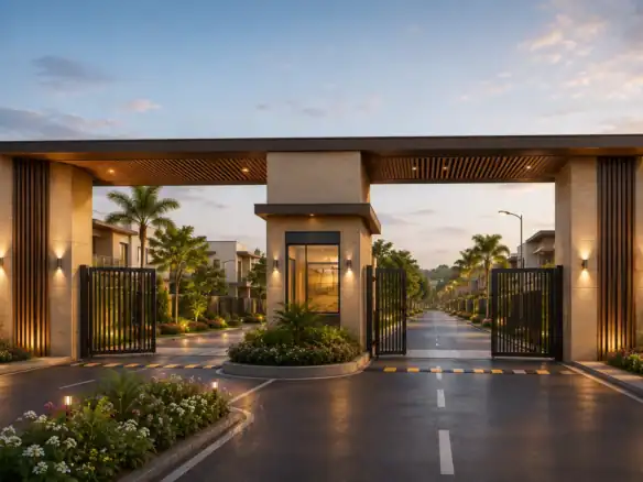 Elegant gated entrance to Vriddhi Homez residential community in Dehradun.