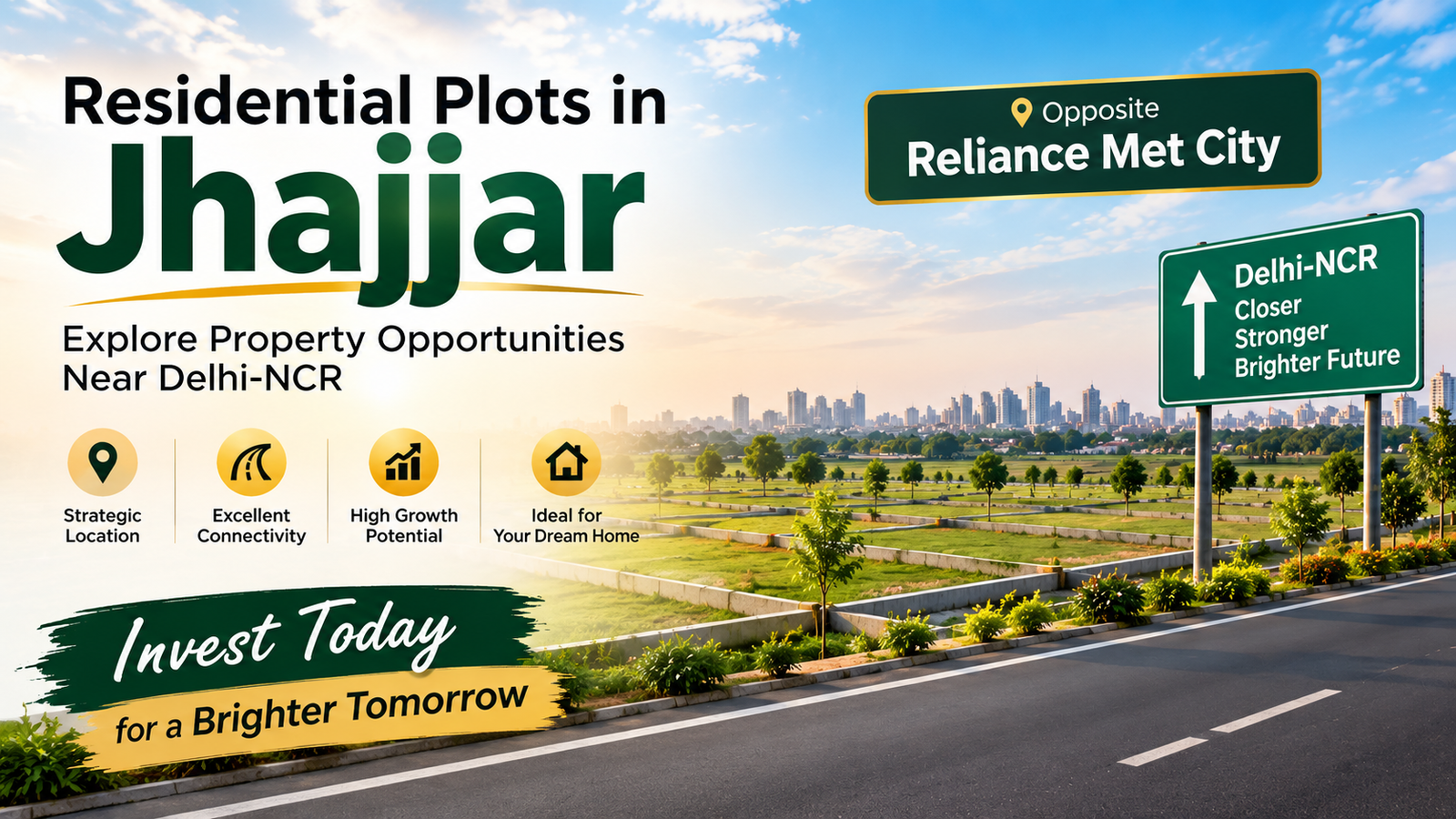 Residential plots in Jhajjar opposite Reliance MET City near Delhi-NCR